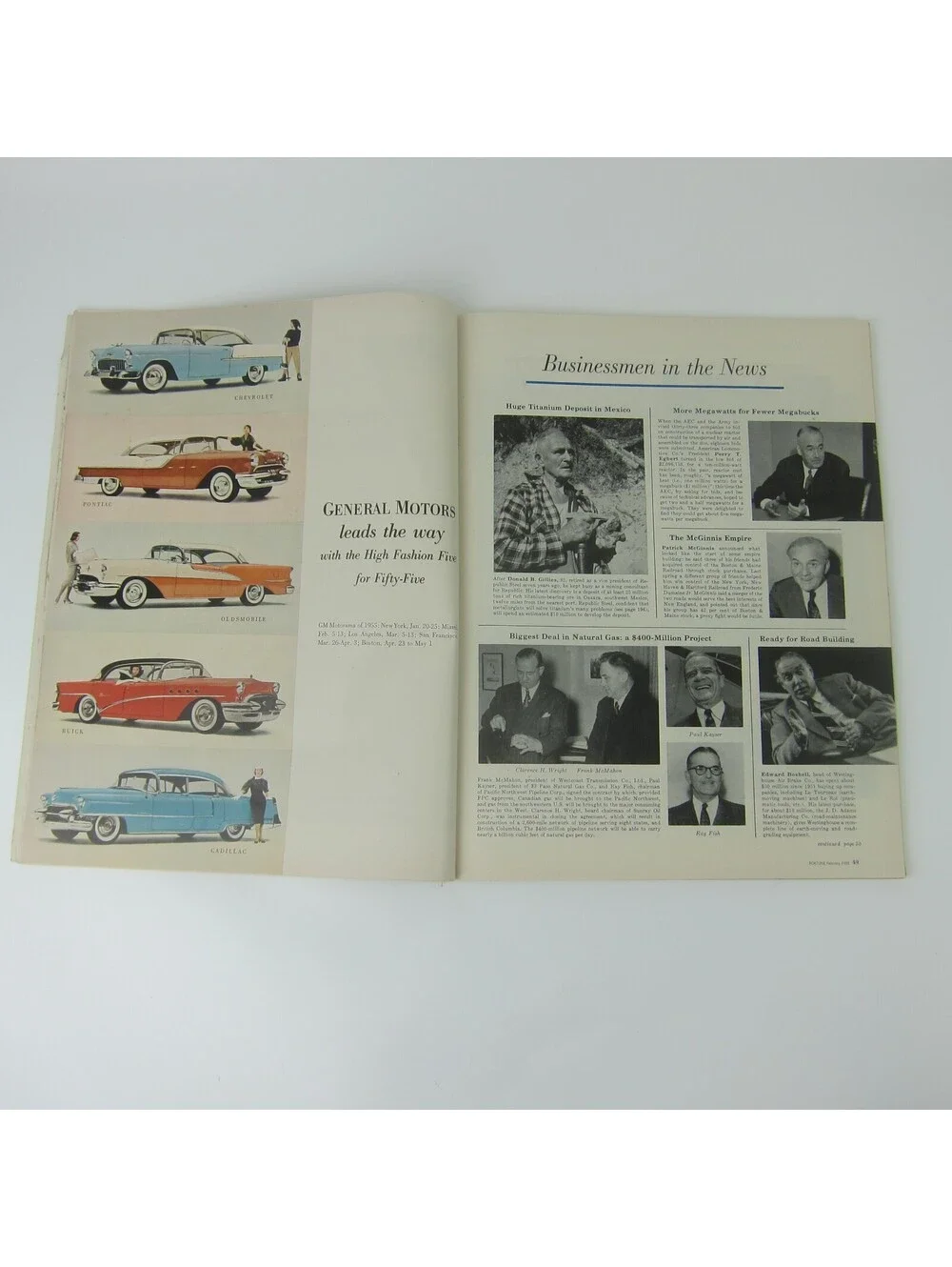 Vintage FORTUNE Magazine February 1955 Cadillac Ford Buick GM Rockefeller Bros